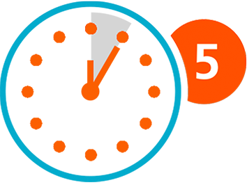 Clock icon with the number 5